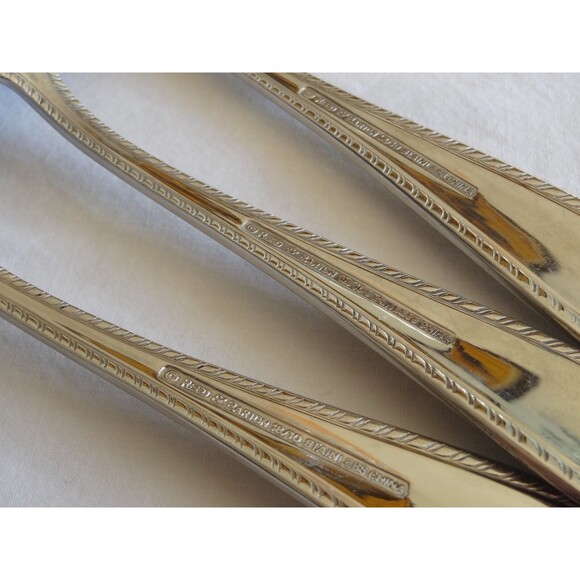 3x Reed & Barton Domain Serving Spoon Pierced Solid 8.5" Stainless Steel 18/10 - Picture 3 of 6